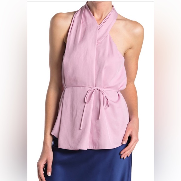 Club Monaco Light Pink Sleeveless Cross Over Top Size 10 - Picture 1 of 6